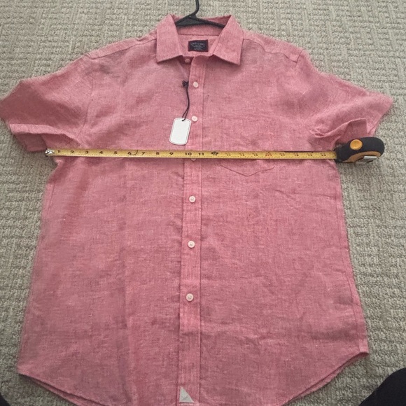 NWT Sz Medium UNTUCKit Red Linen Cameron Style Short Sleeve Shirt - Picture 7 of 7